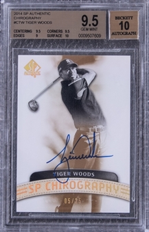 2014 SP Authentic "Chirography" #CTW Tiger Woods Signed Card (#5/25) - BGS GEM MT 9.5/BGS 10